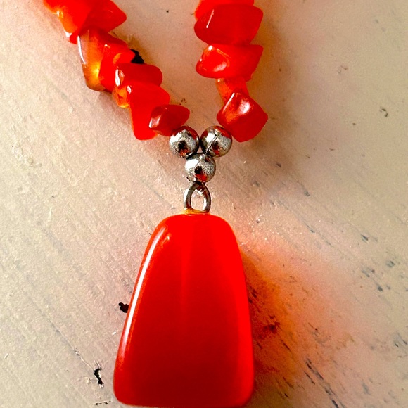 Women's Coral Necklace W/ Silver Beads as Accents - Picture 2 of 4